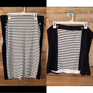 White House Black Market striped pencil skirt and top set